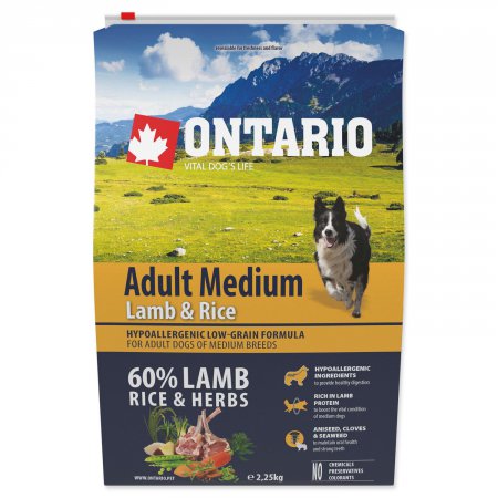 Ontario Adult Medium Lamb & Rice 2,25kg