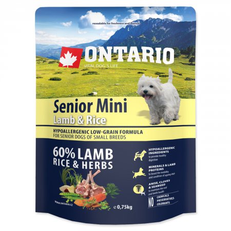 Ontario Senior Mini Lamb & Rice 0,75kg