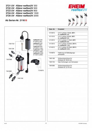 Eheim UV nhradn zi Reeflex 1500 - (4 konektory)